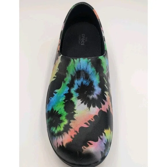 Crocs Neria Pro II Graphic Work Clogs Slip Resistant Tie Dye Women's Sz 9 W NWOB - Picture 7 of 16
